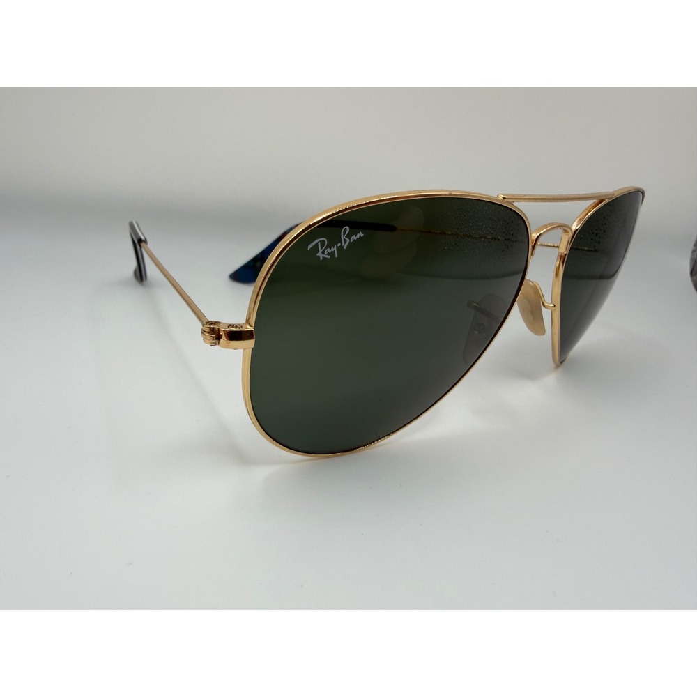 Ray-Ban Aviator Gold Green Classic G-15 Sunglasses RB3025 with Case - Picture 5 of 6